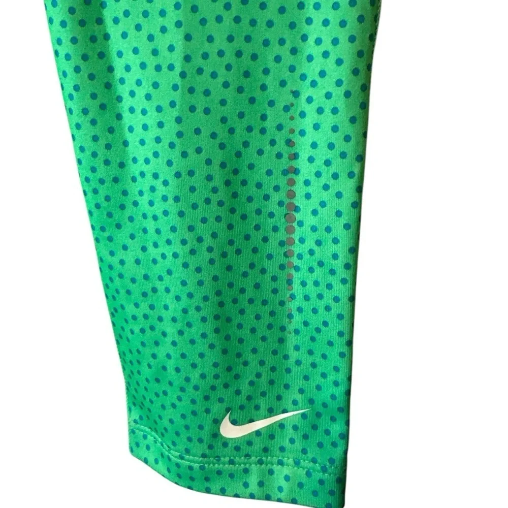 Nike Pro Green and Blue Polka Dot Athletic Leggings for Girls
